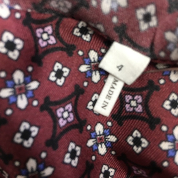 SANDRO Thia Printed 100% Silk-twill Shirt Blouse In Bordeaux Size 4 - Picture 13 of 16